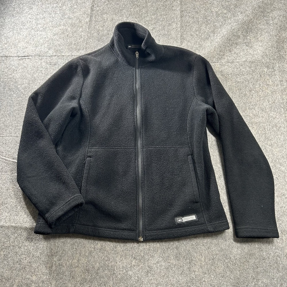 REI Jacket Womens Large Full Zip Black Fleece Y2K Lightweight Outdoors Gorpecore